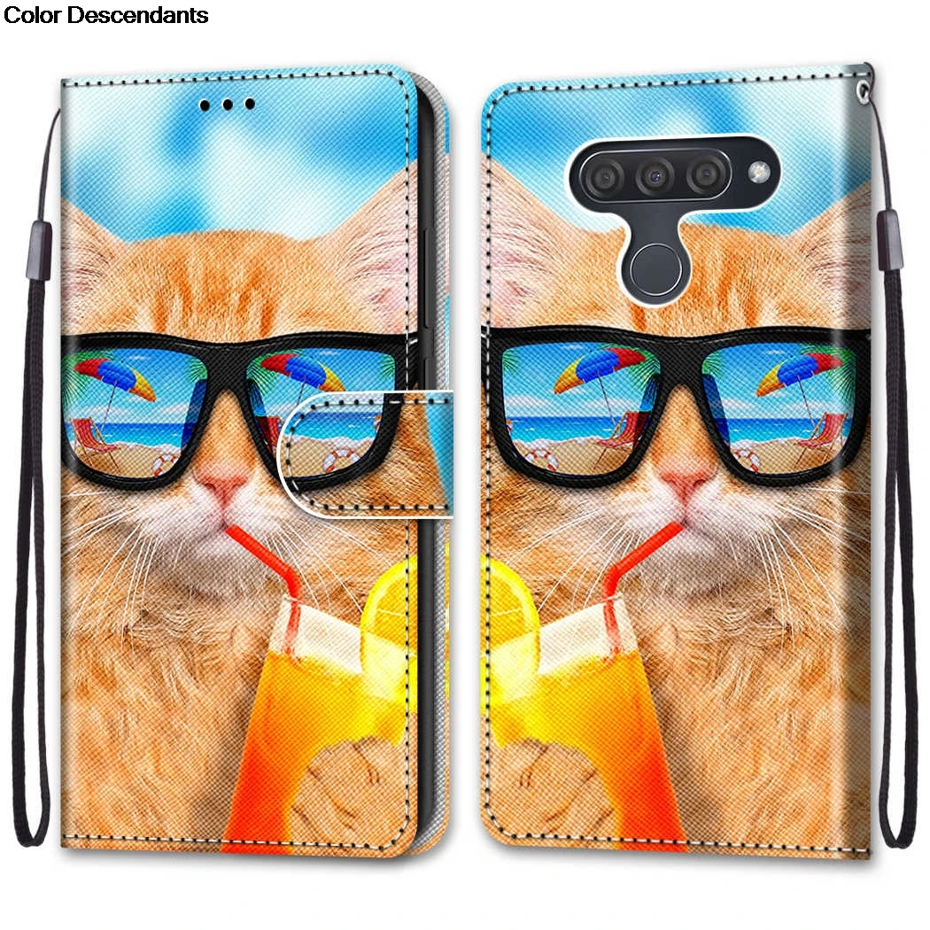 LGQ60 Чехол книжка из искусственной кожи чехол для LG Q60 M703 3D бумажник держатель карт