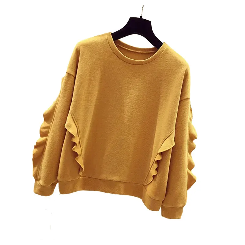

Autumn winter XL women's sweater pullover button o neck wooden ear Vintage knitted yellow sweaters female trend jumper