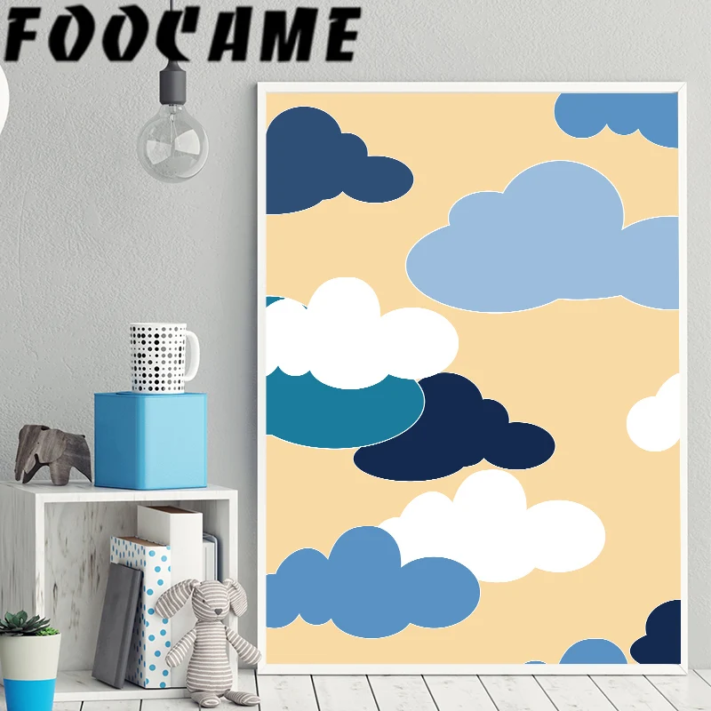 Голубое облако дождь зонтик мультфильм плакаты и принты Художественная Картина