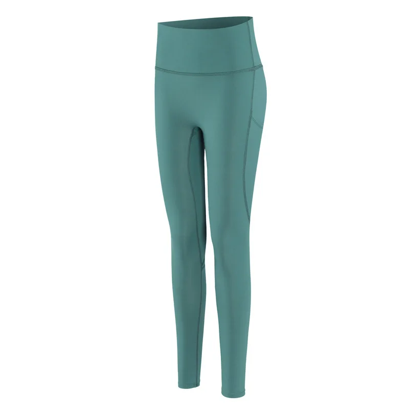 

Oyoo Comfortable Gym Leggings Burgundy Athletic Yoga Pants with Pocket High Elastic Push Up Workout Leggins Female Leggings