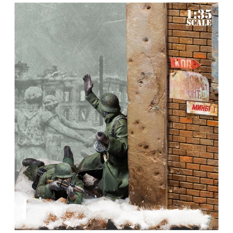 Модель из смолы GK 1/35 военная тема Второй мировой войны (три человека с сценами)