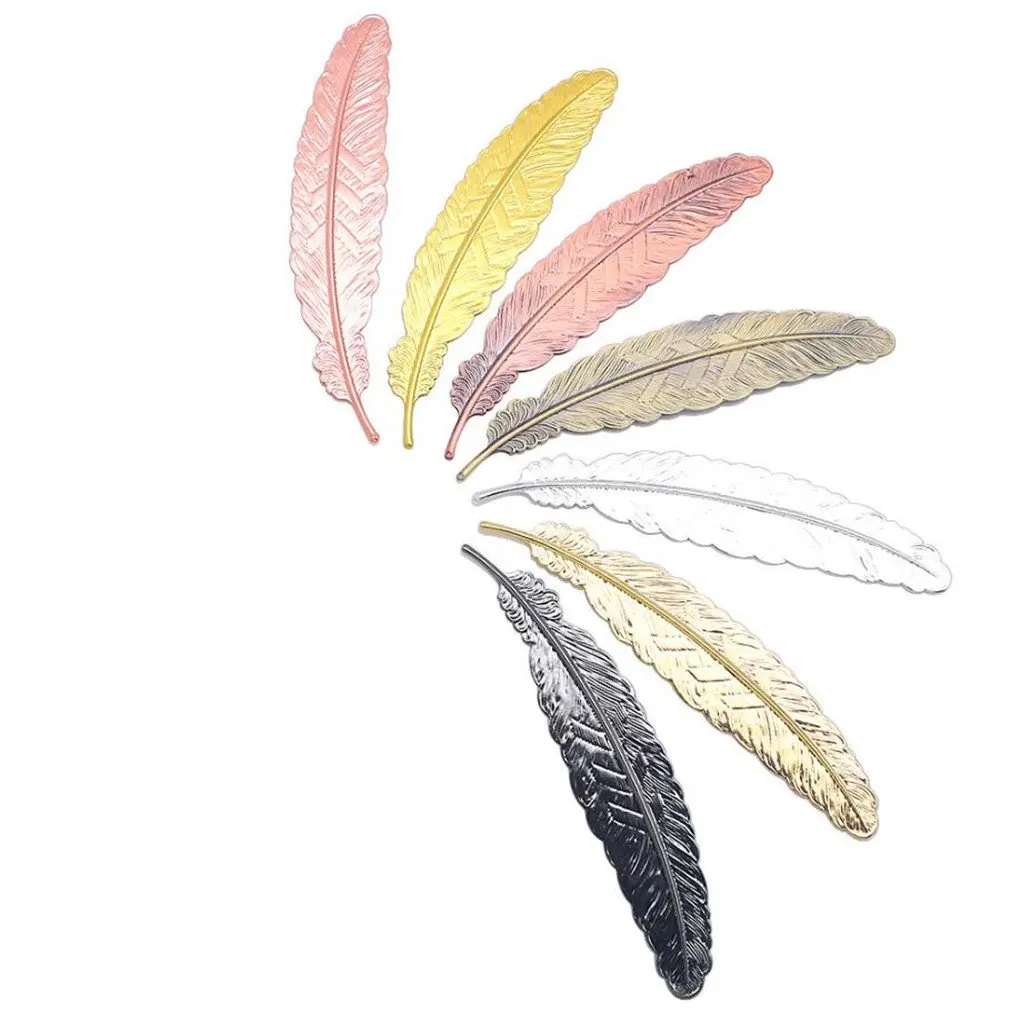 

10pcs Creative Bookmark Retro Feather Shaped Metal Bookmarks Page Marker Office School Bookmarks for Books Student Gift