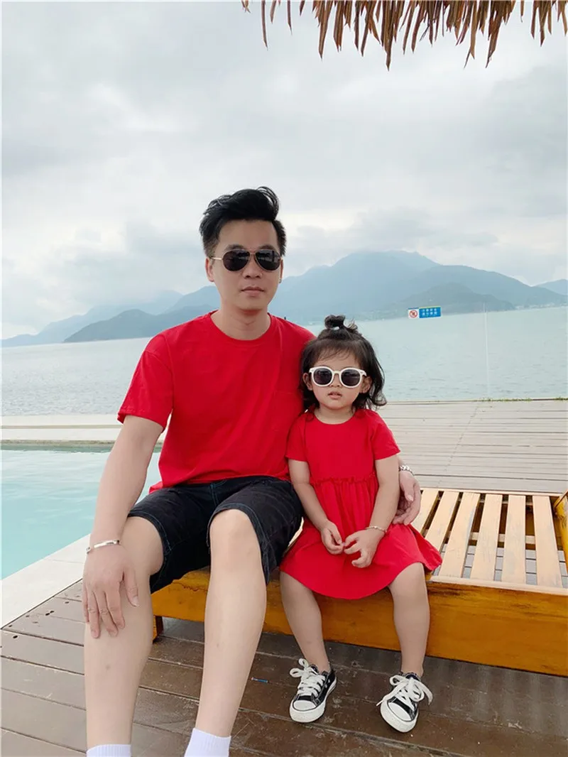 Платье для родителей и детей летняя юбка мамы дочки футболка с коротким рукавом