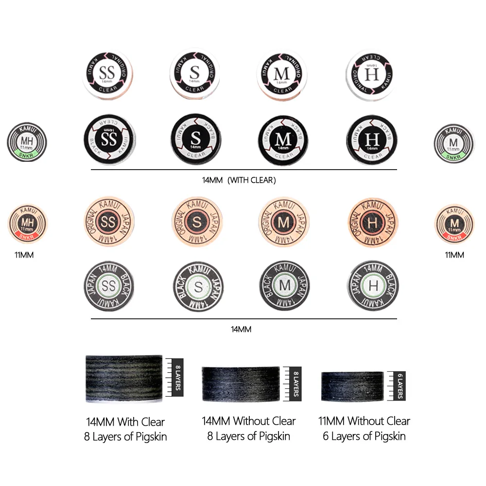

Kamui Cue Tips Japanese Import 14mm Clear Standard Carom Pool Cue Tip 11mm Snooker Tip Billiard Cue Tips Billiard Accessories