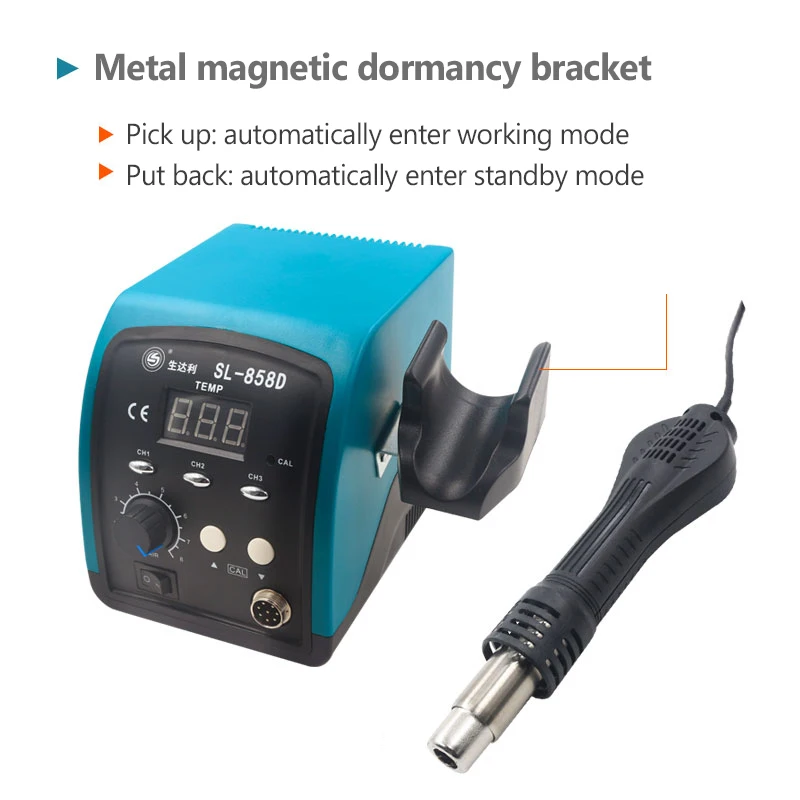858d smart blue screen desoldering station hot air gun high power digital display 750w mobile phone repair tool free global shipping