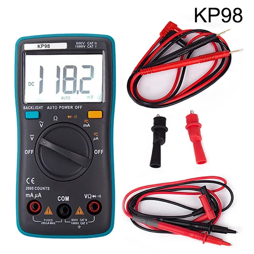 KP98 HONEYTEK True RMS мультиметр Цифровой Профессиональный конденсатор Тестер AC/DC Вольт измеритель тока с температурой Цифровые мультиметры - Цвет: KP98