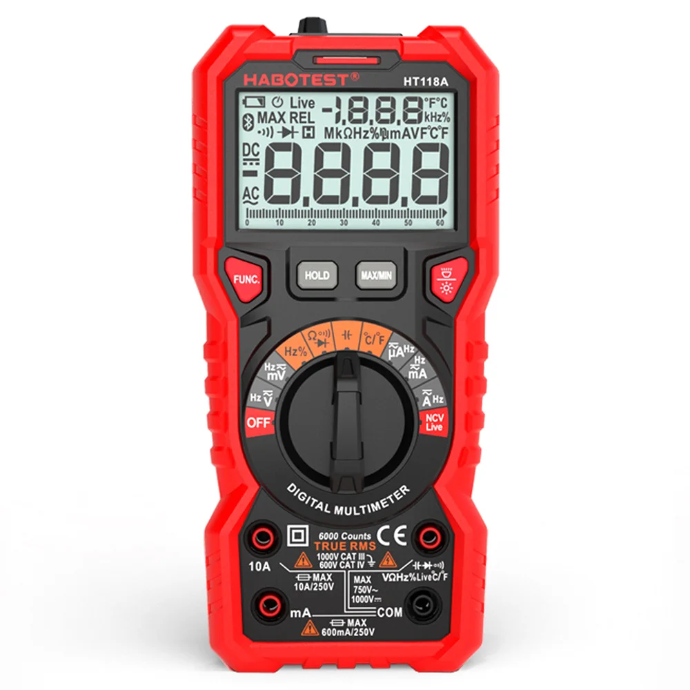 Цифровой мультиметр HABOTEST HT118A с автоматическим диапазоном 6000 отсчетов измерение