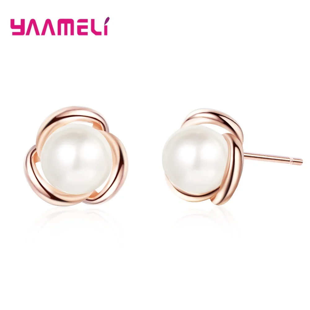

Korean Lotus Pearl Stud Earrings for Women Girls 925 Sterling Silver Ear Studs Piercing Jewelry Wedding Engagement Gifts