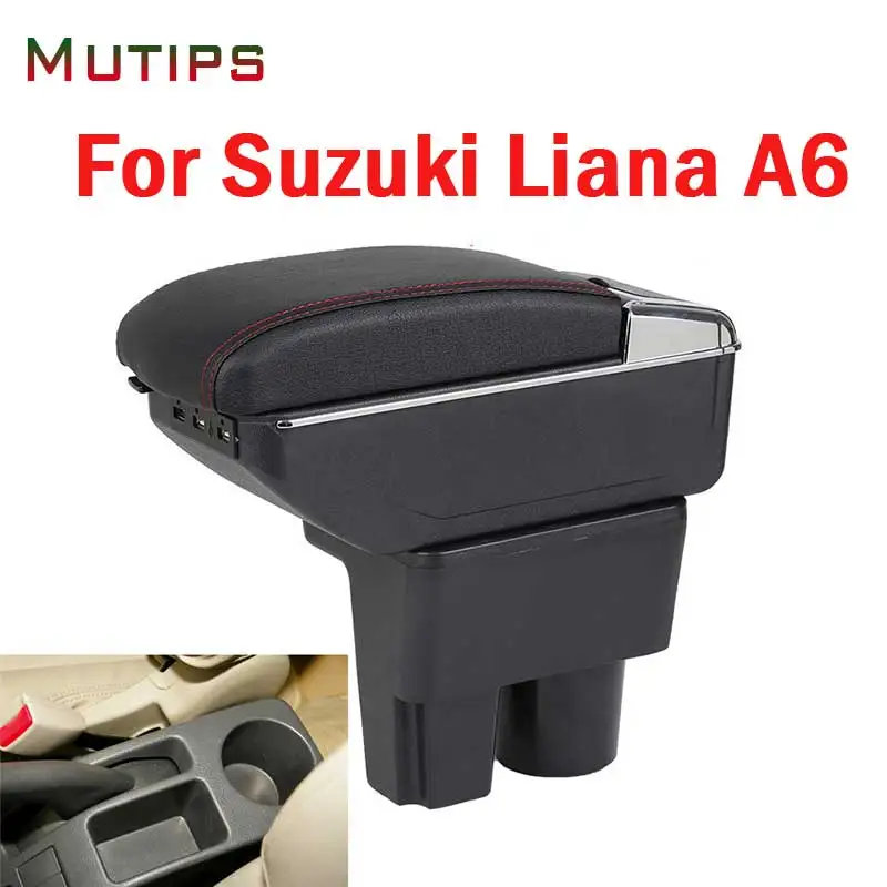 

Подлокотник Mutips для Suzuki Liana A6, кожаный подлокотник, вращающийся контейнер для хранения, центральная консоль, аксессуары для стайлинга автомобиля, 2005-2017 авто