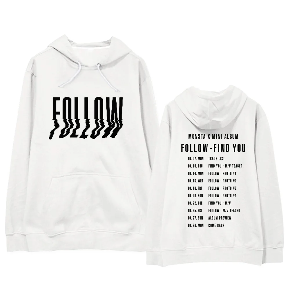KPOP монста х Толстовка мини альбома Follow Мужская и женская одежда свободная куртка