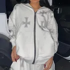 Стразы 2021 летняя толстовка на молнии с капюшоном в стиле аниме в эстетике гранж уличная одежда женские толстовки в стиле кибер Y2k толстовки