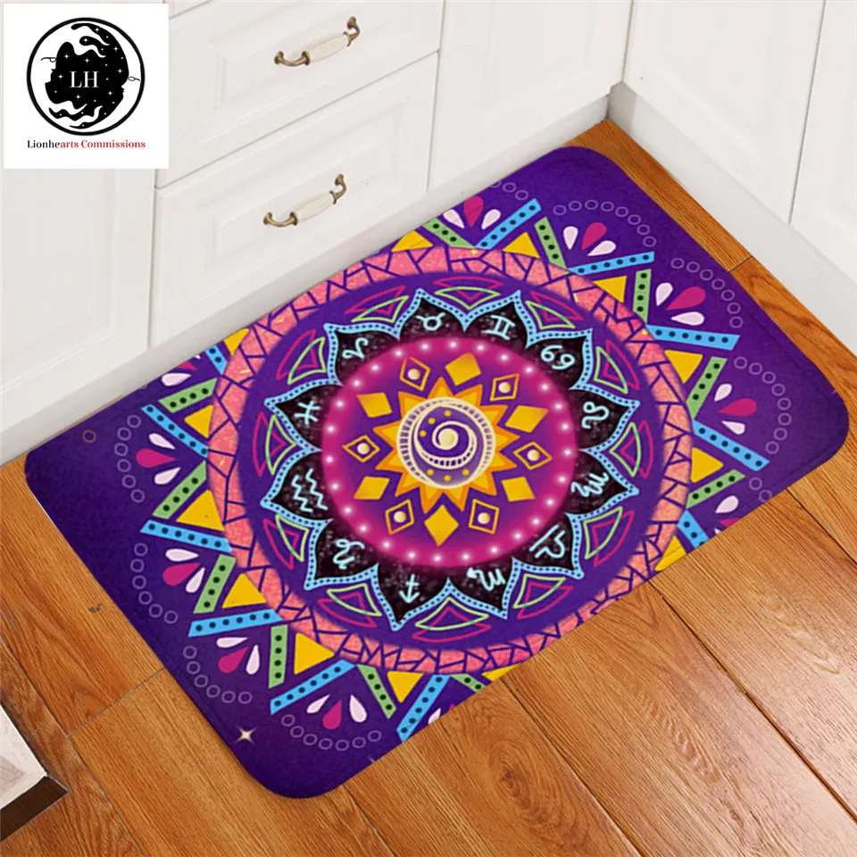 Ковер с изображением Зодиака мандалы львиных сердец фиолетовый мягкий ковер
