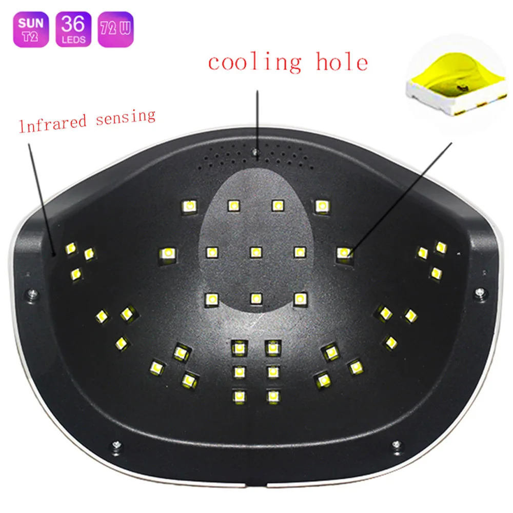 72 Вт солнечные T2 лампы для ногтей УФ лампа Светодиодный Сушилка всех гели от