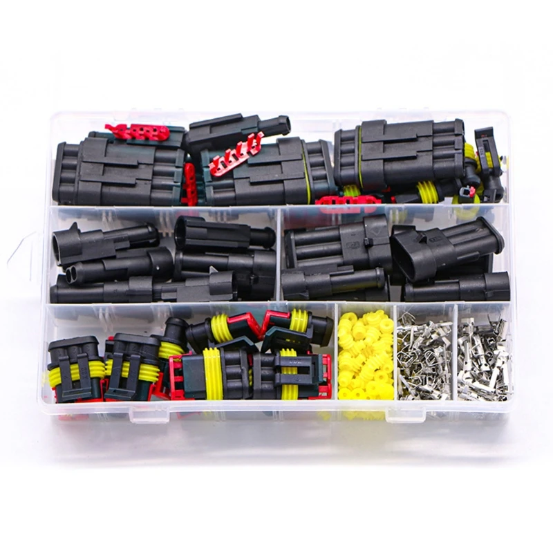 

Q9QD Aotomotive 1 to 6 Pin Waterproof HID-Connectors 708pcs 26 Sets Car Electrical Wire Connector 300V 12A Harness