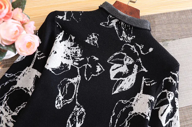 Осенний Женский трикотажный комплект из двух предметов шерсть жаккард свитер