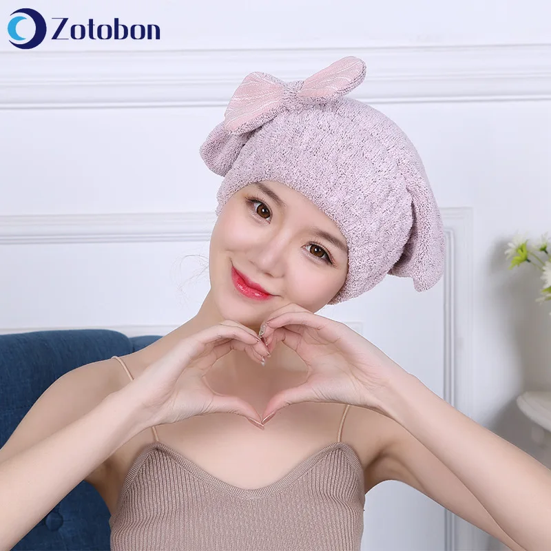 ZOTOBON быстросохнущее полотенце из микрофибры банное с бантиком шапочка для ванной