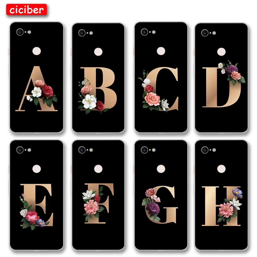 

A I Initials Letter Phone Case For Google Pixel 4 5 3 2 XL Cover for Pixel 3a 4a XL Soft Silicone TPU Shockproof Protect Fundas
