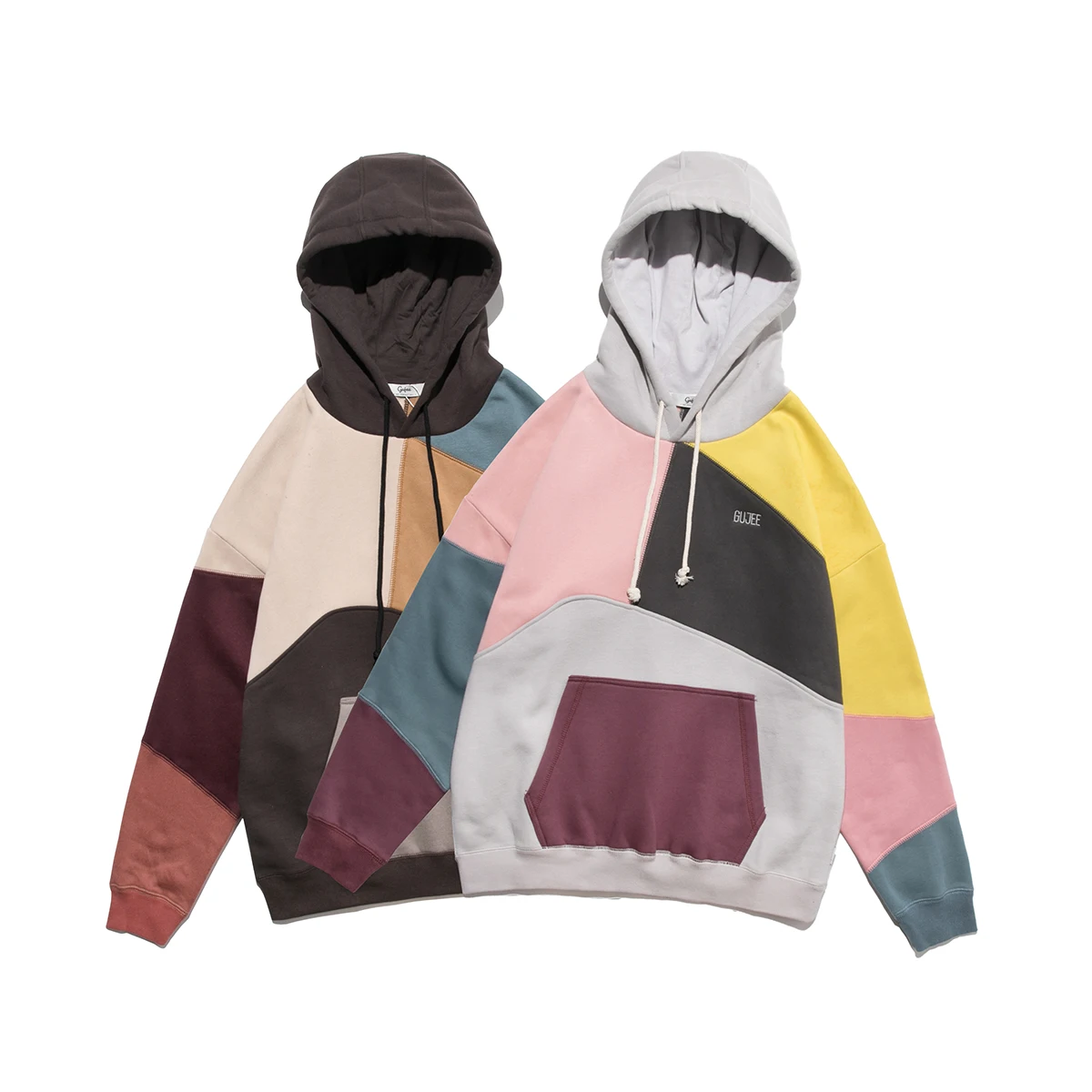 Hip Hop Streetwear Vintage Retro Men Long Sleeve Hooded Sweatshirt Patchwork Hoodies For Males Guys Fashion Top Outfits Kangoo | Мужская