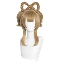 yaoyao clip ponytail short wig cosplay costume heat resistant synthetic hair genshin impact yao yao women wigs