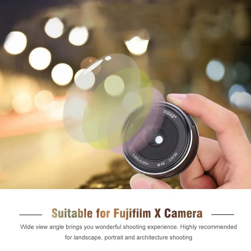 Meike28 мм F2.8 широкоугольный ручной объектив APS-C для Fuji X-mount беззеркальная камера s чечевица объектив беззеркальная камера s