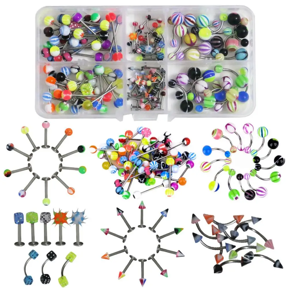 Кольцо для пирсинга тела из нержавеющей стали 110 шт.|tongue bars|piercing tonguebelly button rings |