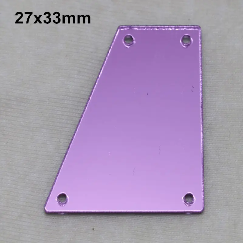 A24-27x33 Фиолетовое акриловое зеркало пришивные стразы DIY Flatback зеркальные акриловые пришивные стразы с отверстиями для шитья - Цвет: A24-27x33