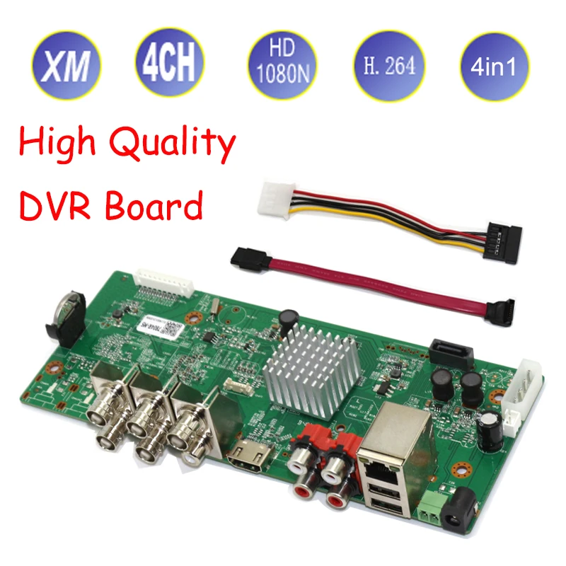Материнская плата видеонаблюдения Xmeye, 4 канала, AHD, CVI, TVI, CVBS, 1080N, 1 SATA, жесткий диск - изображение