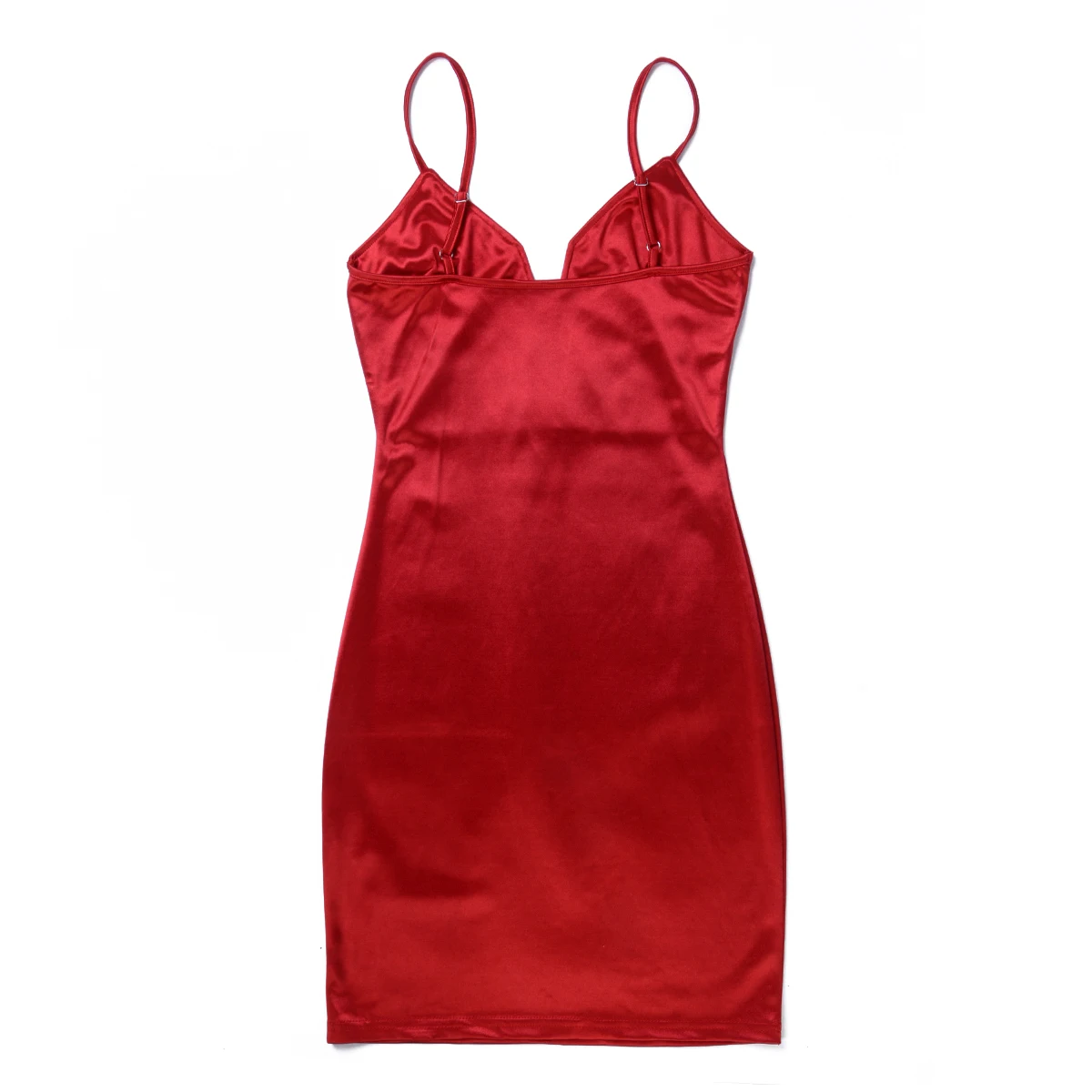 

Black Red Women Summer Sexy Sleeveless Dress Ladies Solid Color Deep V-neck Slim Sundress Satin Party Casual Mini Dress