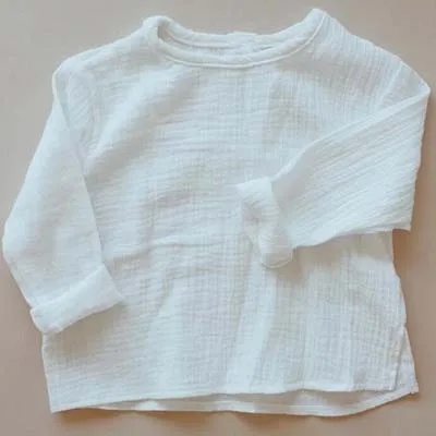 VV291white Новинка года; блузка для маленьких мальчиков и девочек в японском и корейском стиле; льняная одежда; Осенняя детская рубашка; одежда - Цвет: VV291white