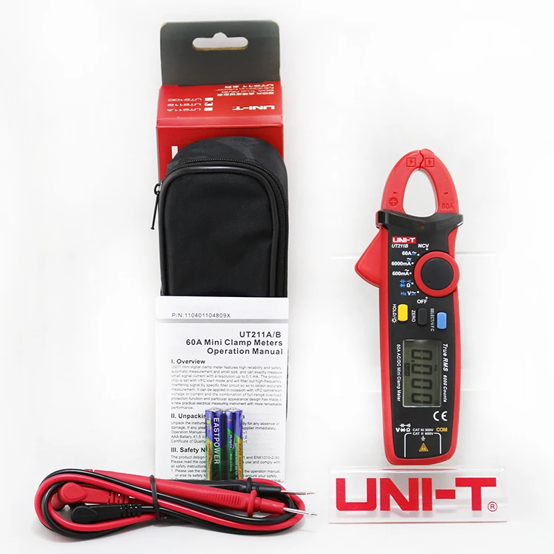 UNI-T UT211B 60A мини Высокоточный клещи AC/DC True RMS Амперметр VFC Измерение частоты/NCV/ЖК-подсветка