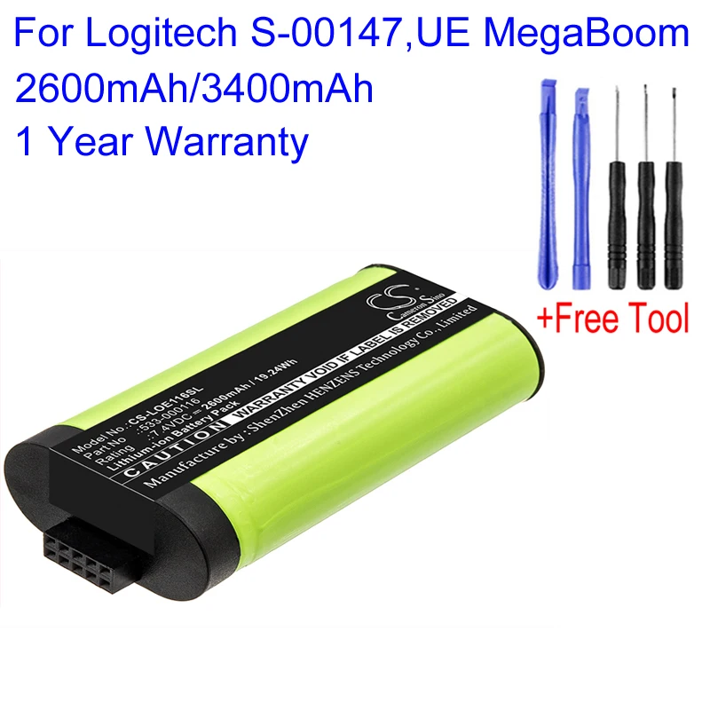 

Cameron Sino 533-000116,533-000138 For Logitech S-00147,UE MegaBoom CS-LOE116SL CS-LOE11XLl Replacement Speaker Battery Bateria
