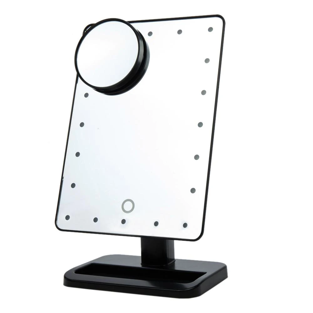20 LEDS black Mioor, регулируемое, 20/16 светодиодов, освещенное зеркало для макияжа, с сенсорным экраном, портативное, увеличительное, настольная лампа, косметическое зеркало для макияжа - Цвет: 20 LEDS black