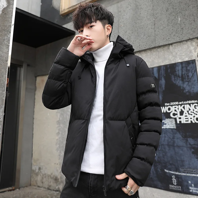 

Casual masculine black thickened cotton-padded clothes Slim baseball coats size Down Warm anorak parkas men warm winter Jacket