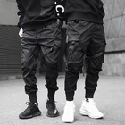 Мужские брюки-карго с лентами и карманами, черные брюки-султанки с цветными блоками, Джоггеры в стиле Харадзюку, спортивные брюки в стиле хип-хоп, Повседневная Уличная одежда, брюки, 2021