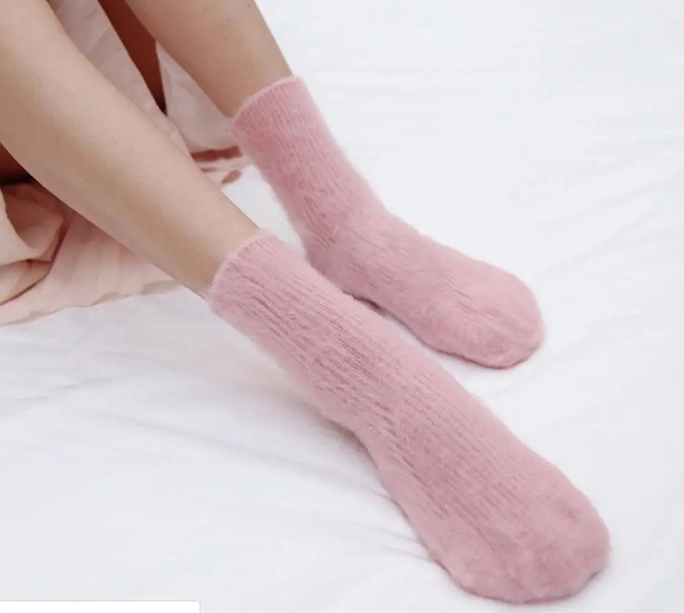 Кашемировые носки одноцветные женские модные теплые толстые зимние