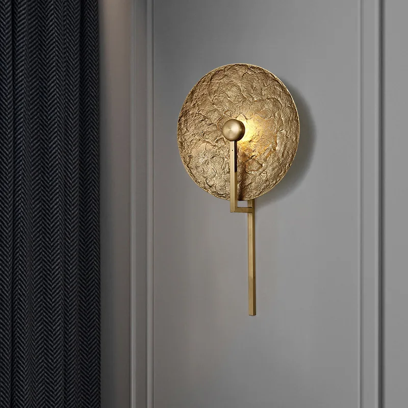 

Simple post-modern living room bedside wall lamp full copper wall light luxury hotel decoration villa corridor lamp