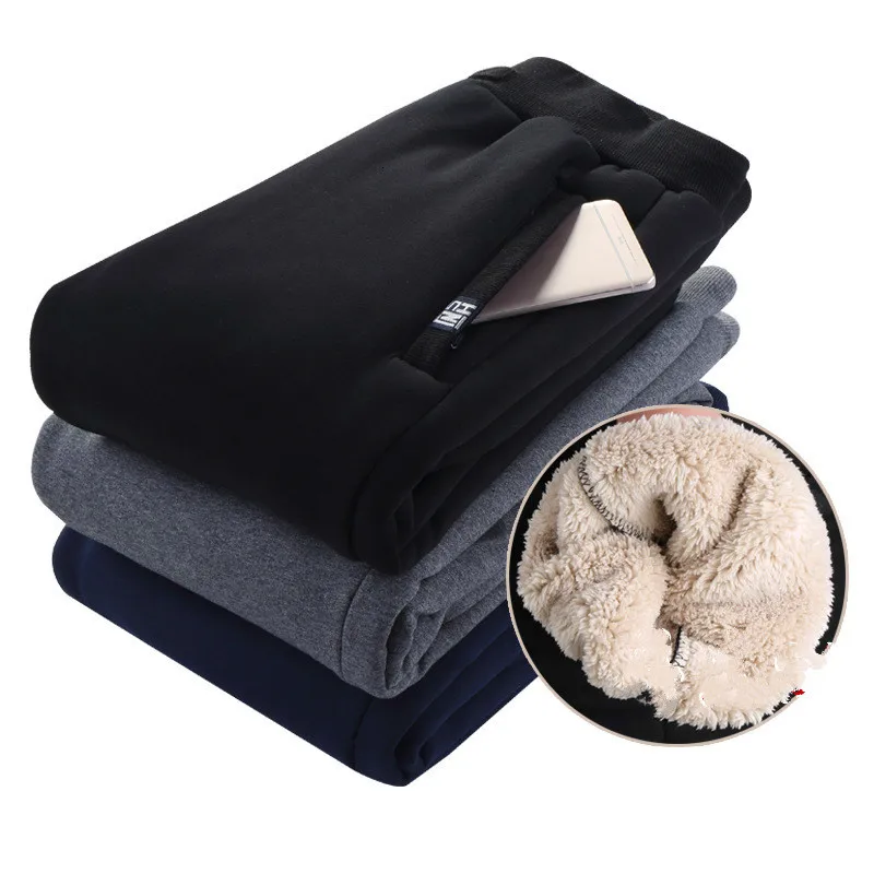 Брюки мужские зимние из овечьей шкуры теплые облегающие с бархатным утеплителем