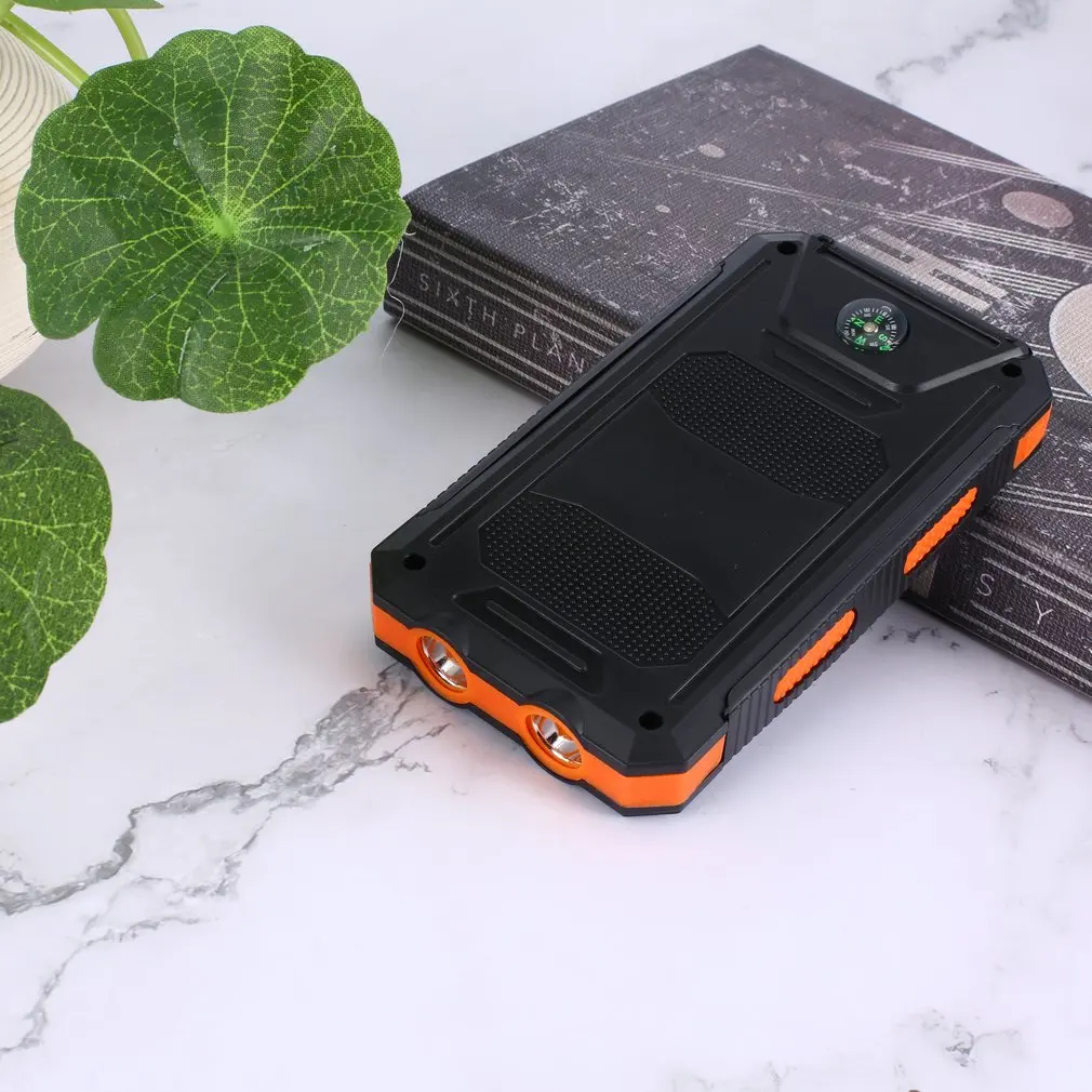 DIY Solar Power Bank Case 2 USB Ports External Charger Powerbank Case for Emergency Outdoor Camping Travel with Compass