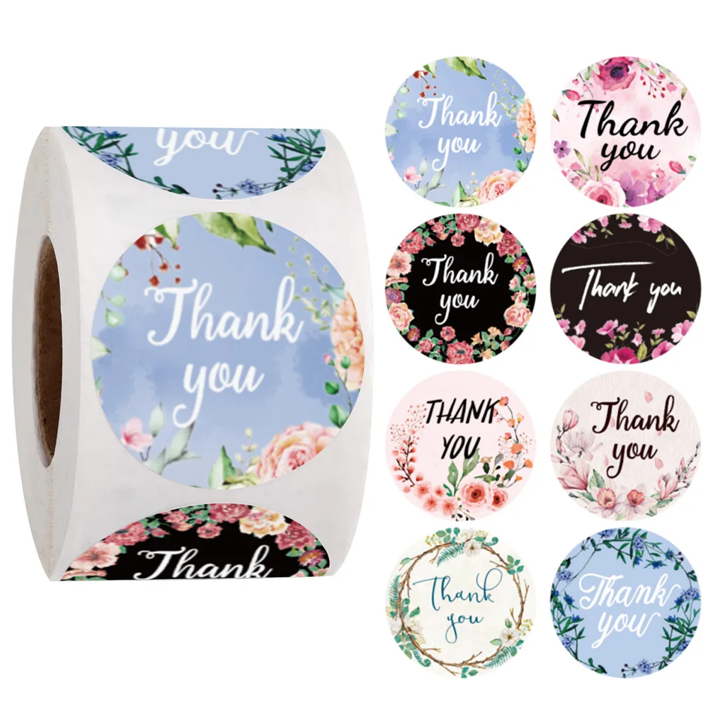 Стикеры с цветами этикетки для печати 100 500 шт. рулоны наклеек ручной работы