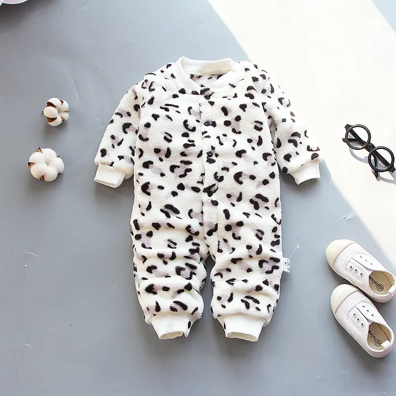 

Baby Rompers Coral Fleece Onesie For Newborn Long Sleeve Jumpsuit Infant Boy Leopard Clothes Babies Warm Winter Jumper ABUDDY