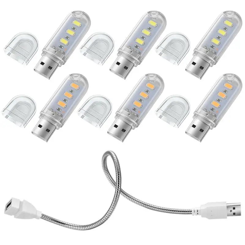 

5 шт., светодиодные мини-лампы для чтения с USB
