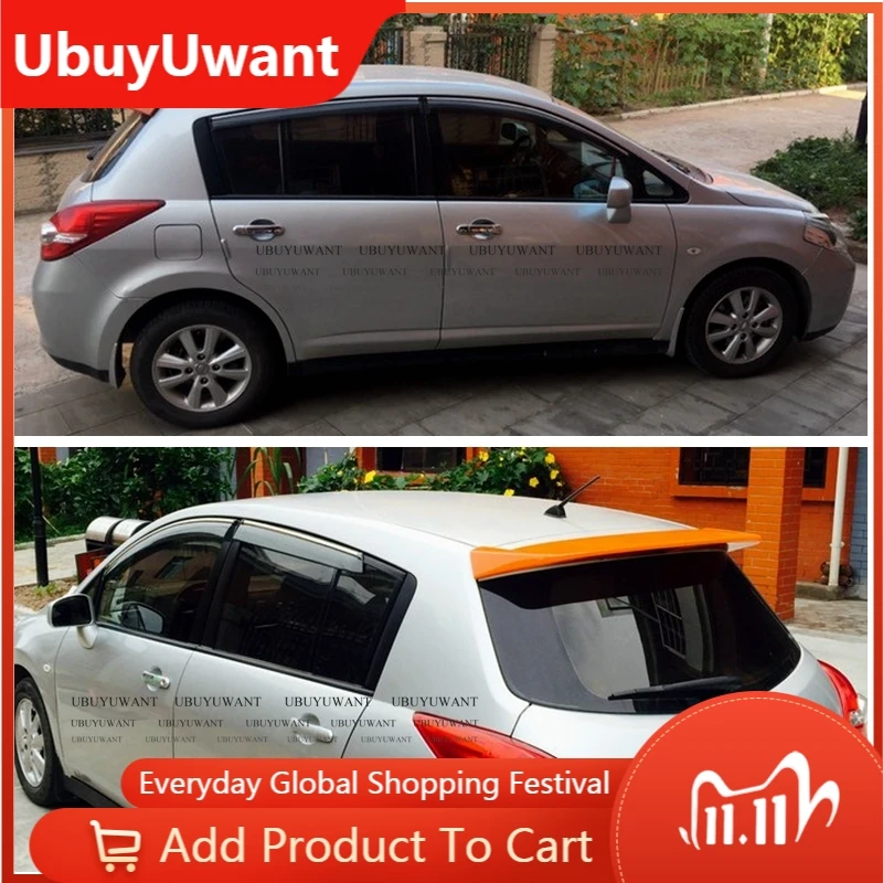 

Спойлер для Nissan Tiida, высококачественный спойлер из АБС-материала для заднего крыла автомобиля, задний спойлер грунтового цвета для Nissan Tiida ...