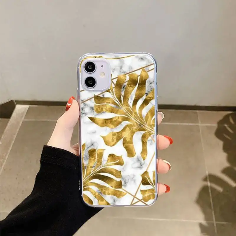 

Golden Cactus Banana Leaf pineapple Phone Case Transparent for iPhone 6 7 8 11 12 s mini pro X XS XR MAX Plus