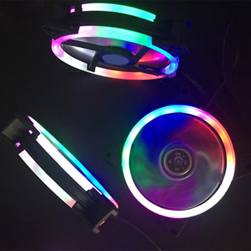 

RGB Chassis Fan 120mm Cooling Cooler Fan with Controller for Computer Discoloration Colorful Cooling Chassis Fan 4 Pcs