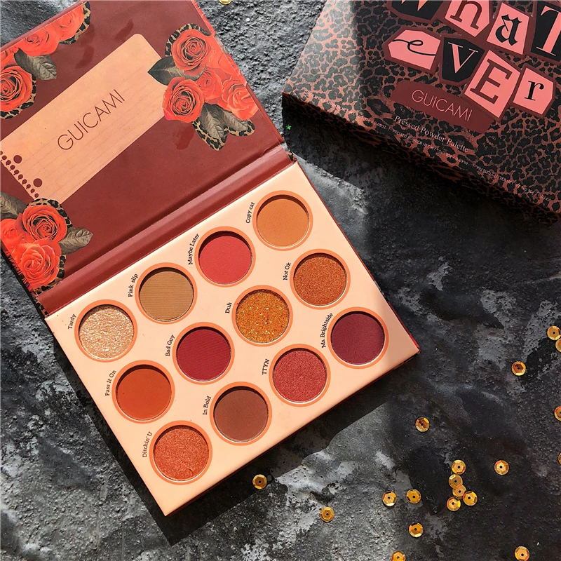 Палитра водостойких мерцающих матовых теней для век 12 цветов| |