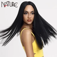 nature wig synthetic hair 20 inch straight fake hair lace wig ombre blonde high temperature fiber cosplay wigs for black women