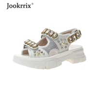 jookrrix 2020 women summer female fashion comfortable shoes for women wedges thick sole shoes lady rhinestone sandals zs2329