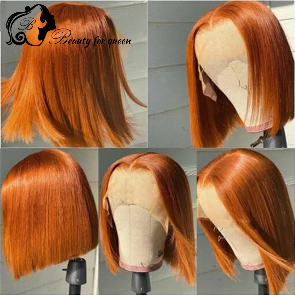 

Ginger Bob Wig Lace Frontal Human Hair Wigs For Women 150% Brazilian Hair Wigs Lace Frontal Wigs Transparent Lace Wig PrePlucked