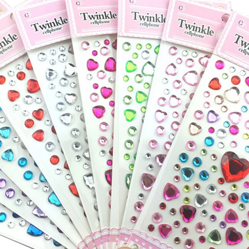 Многоцветный любящее сердце бриллиант уход за кожей лица бровей наклейки 3D