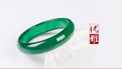 

LETSFUN Fine Jewelry Chinese Natural Beautiful Green Agate Jade Bangle Bracelet Handmade Free Shipping